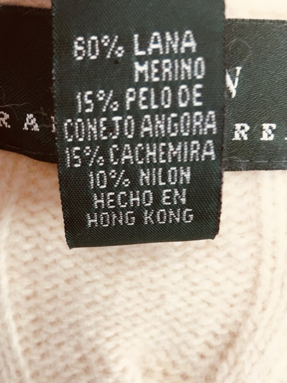 Vintage 90s /Y2K Lauren Ralph Lauren Merino-Angora-Cashmere Cable Knit Sweater L - Picture 8 of 10
